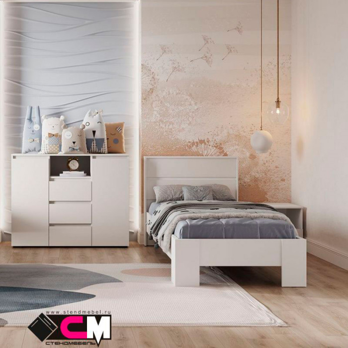 Хелен КР 01 Кровать 0.9х2.0 (0,970х0,928х2,114) серый графит/дуб крафт золото