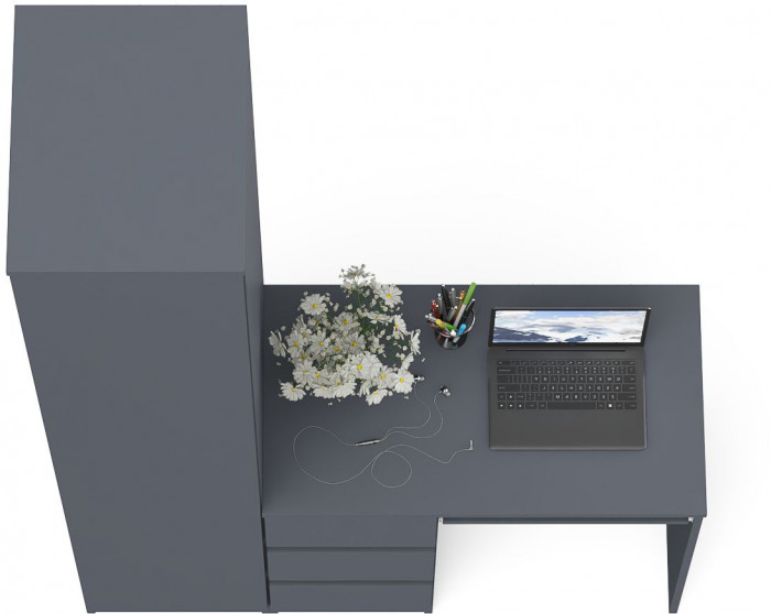 Мори компьютерный стол МС-6 левый + Пенал МШ400.1, графит