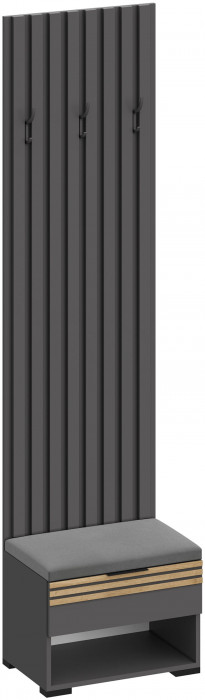 Модульная Прихожая Нао, набор №9, Графит/Графит, Дуб вотан, Simple 27