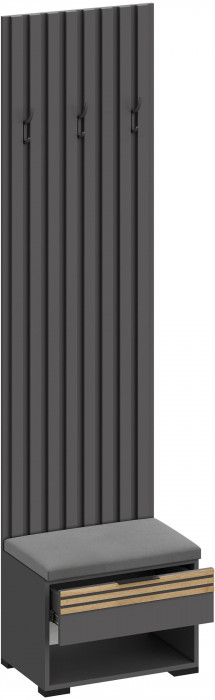 Модульная Прихожая Нао, набор №9, Графит/Графит, Дуб вотан, Simple 27