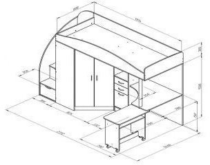 Детская кровать-чердак Теремок-1 Гранд, Дуб молочный / Голубой