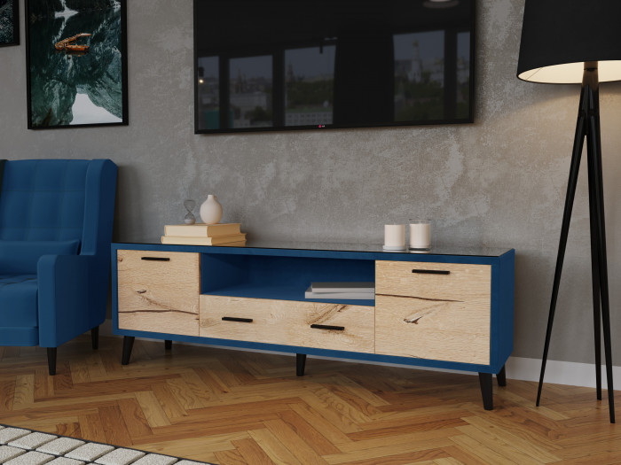 Тумба ТВ интерьерная 1,6 Ланс атлантида/мдф дуб канадский