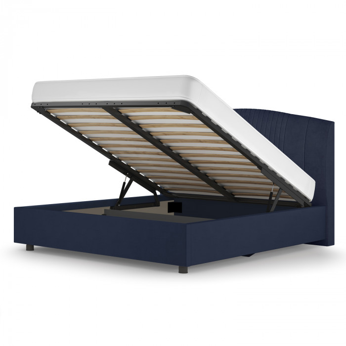 Кровать-12М с подъемным основанием 1600 темно-синяя