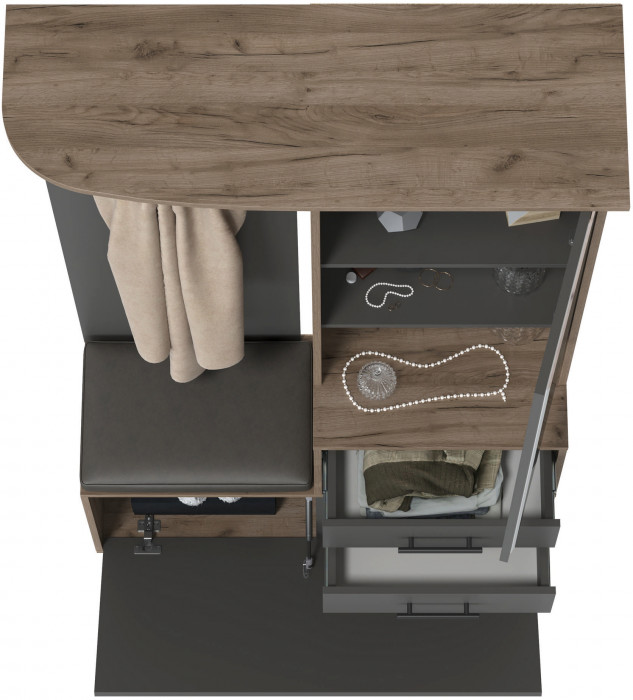 Прихожая 2-3431дкт/граф Домино - Шкаф с вешалкой, цвет дуб крафт табачный/графит, ШхГхВ 100х36х202 см., универсальная сборка