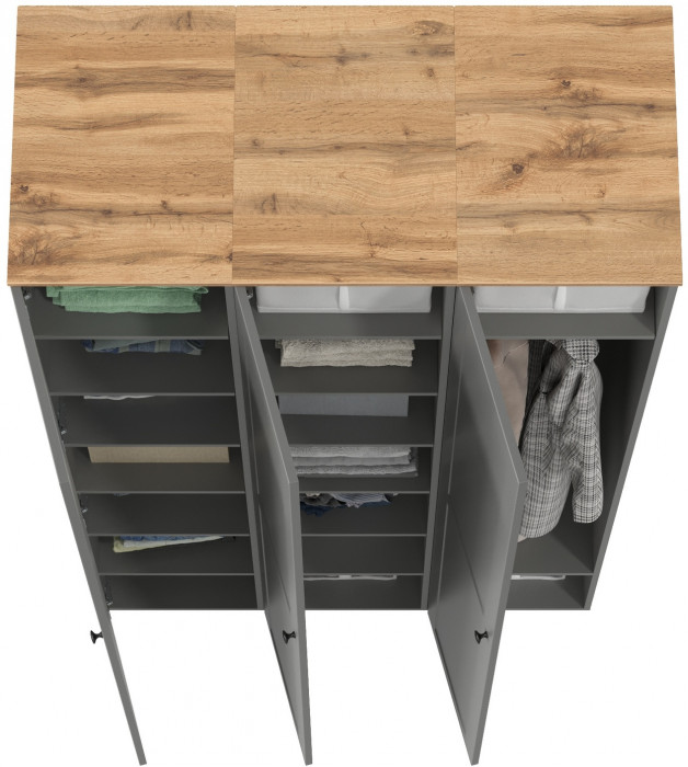 Остин 13.225 Шкаф-пенал 3 шт., серый графит/дуб крафт золотой