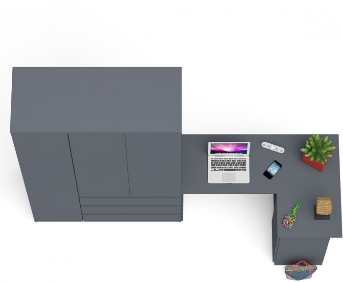Мори Стол компьютерный МС-16 правый + Шкаф МШ1200.1, цвет графит, ШхГхВ 244,8х84,9х209,6 см., выдвижные ящики справа, НЕ универсальная сборка
