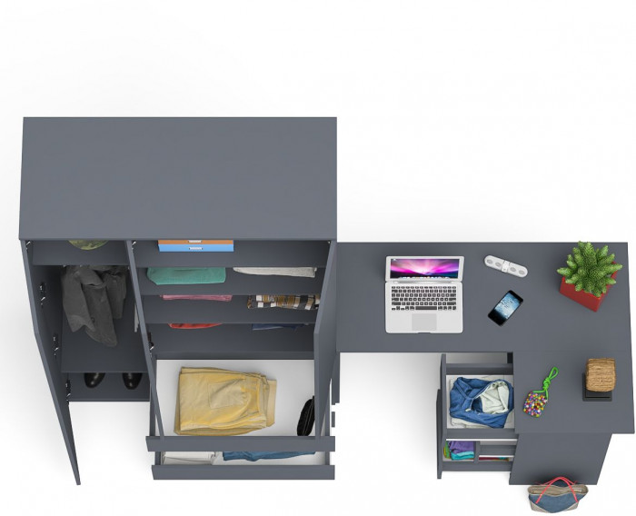 Мори Стол компьютерный МС-16 правый + Шкаф МШ1200.1, цвет графит, ШхГхВ 244,8х84,9х209,6 см., выдвижные ящики справа, НЕ универсальная сборка