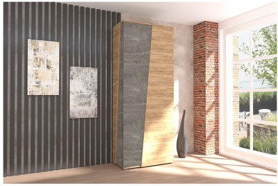 Аллегро 10 Шкаф 2-створчатый (Крафт золотой/Камень темный)