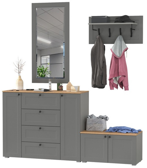 Остин Прихожая 50, серый графит/дуб крафт золотой