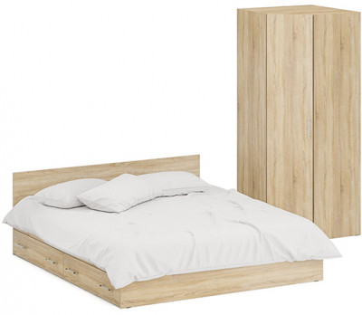 Кровать с ящиками 1800 + угловой шкаф Стандарт, дуб сонома