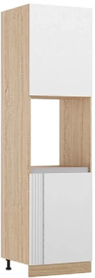 Кухня МДФ Карина Пенал (для встраиваемой бытовой техники) Пластер Бьянко/Сонома