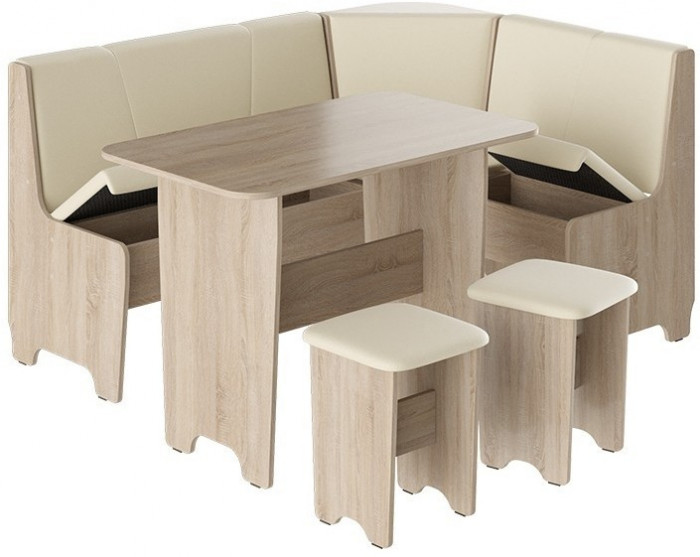 Техас Кухонный уголок Исп.1 (Дуб Сонома трюфель/Экокожа бежевая)