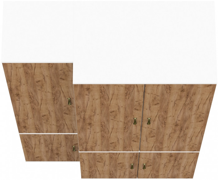 Лидер-8 Модуль Пенал МД 22Б + Шкаф МД 19Б, цвет белый шагрень/крафт золото, ШхГхВ 120х50х190 см., универсальная сборка