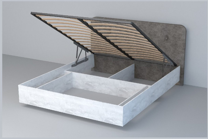 Кровать 1,4 арт.031 (Пуговицы) ПМ. (Дуб Крафт Золотой/К/з Белый Глянец)