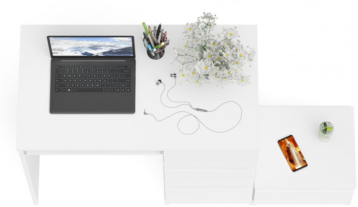 Мори Стол компьютерный МС-6 правый + Тумба ТМП400.1, цвет белый, ШхГхВ 130,4х50х76,6 см., выдвижные ящики справа, НЕ универсальная сборка