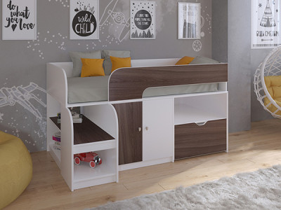 Кровать чердак Астра 9 V4 Белый/Дуб Шамони