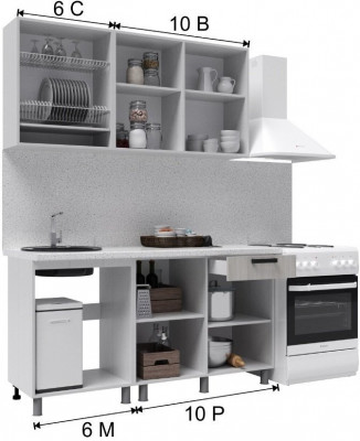 Кухонный гарнитур Танго 1,6м Дуб шале серебро/Дуб шале мореный