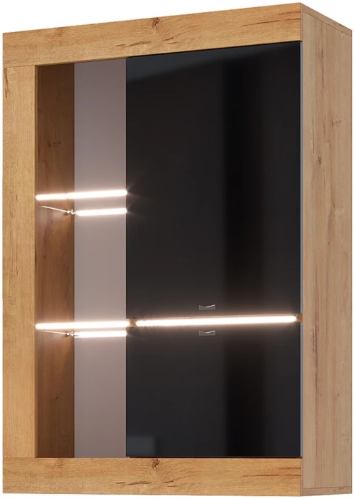 Прага Модульная Гостиная, вариант №3, Дуб Вотан/Черный глянец