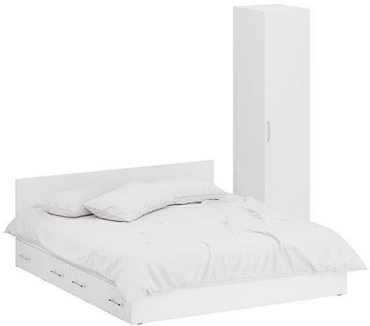 Кровать с ящиками 1800 + Пенал Стандарт, белый