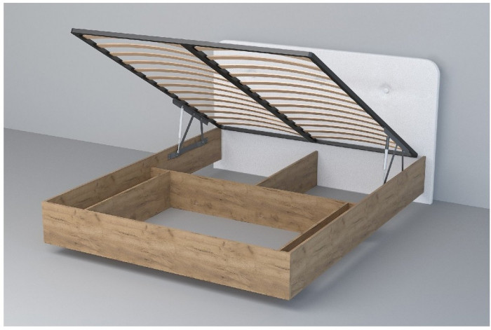 Кровать 1,4 арт.031 (Пуговицы) ПМ. (Дуб Крафт Золотой/Стальной Серый)