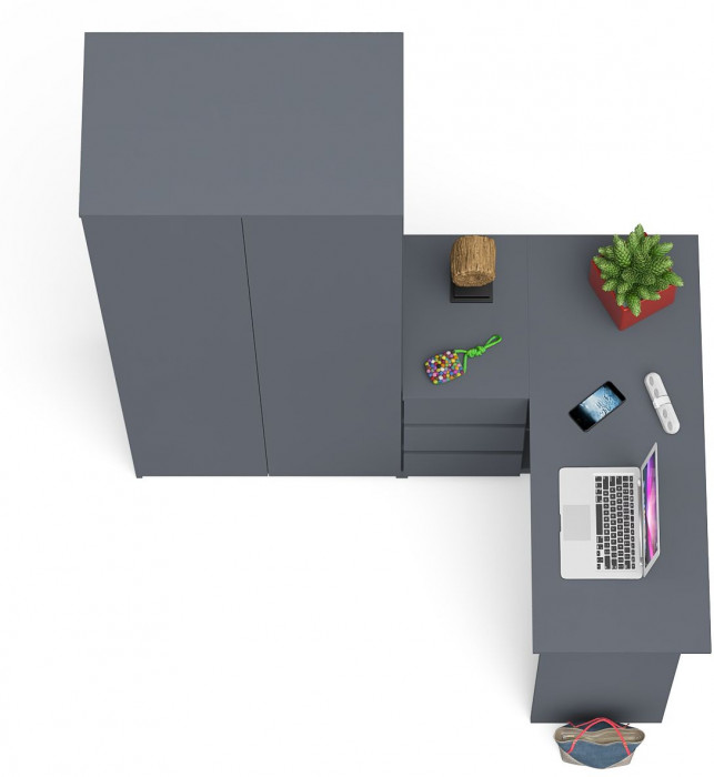 Мори Стол компьютерный МС-16 левый + Шкаф МШ800.1, цвет графит, ШхГхВ 204,8х84,9х209,6 см., выдвижные ящики слева, НЕ универсальная сборка