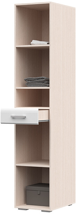 Симба пенал с ящиками (400*2000*570) дуб белфорт/белый глянец