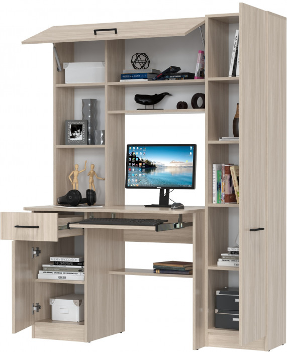 Стол рабочий 6-0603ТМяс.св Альфа, цвет ясень шимо светлый, ШхГхВ 137х61х181 см., универсальная сборка