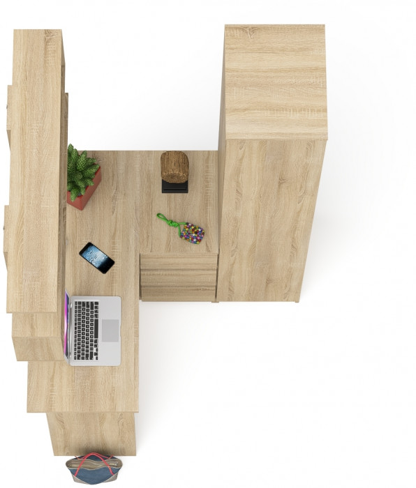 Мори компьютерный стол МС-16 правый + Пенал МШ400.1 + Полка 1200, дуб сонома