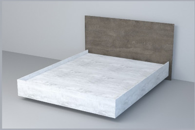Кровать 1,6 арт.031 (ЛДСП) ЛН. (Бетон Светлый/Белый Глянец)