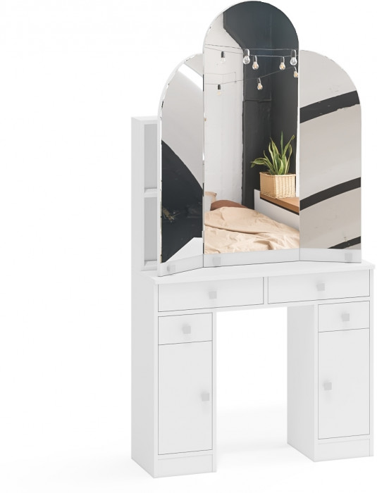 Туалетный столик Трельяж МД №2, белый шагрень