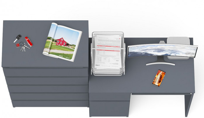 Мори компьютерный стол МС-1 левый + Комод МК700.5, графит