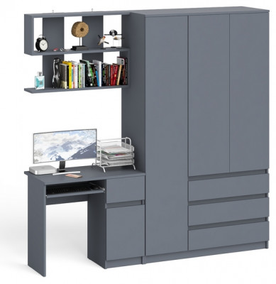 Мори компьютерный стол МС-1 правый + Шкаф МШ1200.1 + Полка 900, графит