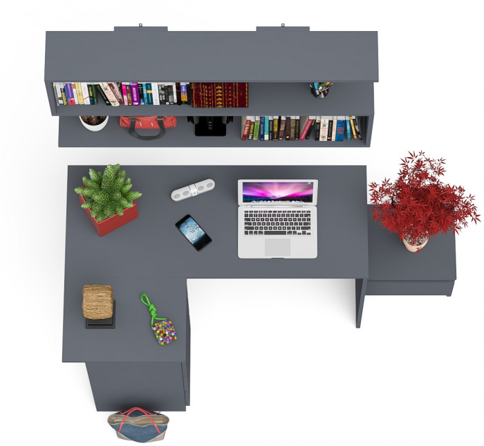 Мори компьютерный стол МС-16 левый + Тумба ТМП400.1 + Полка 1200, графит