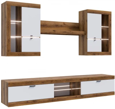 Прага Модульная Гостиная, вариант №3, Дуб Делано/Белый глянец