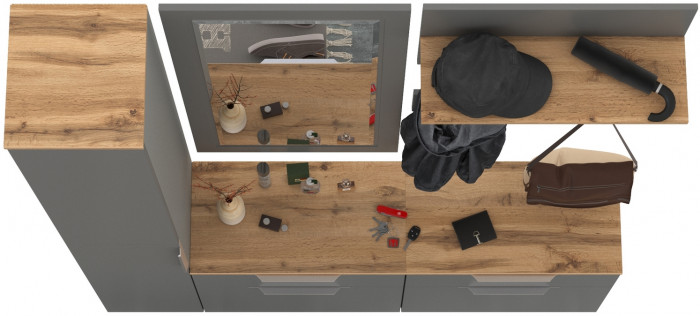 Октава Прихожая 44, серый графит/дуб крафт золотой/фасады МДФ серый графит