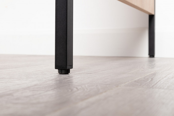 Брюс Стол письменный 12.157 + Комод 16.233, цвет чёрный/Battle rock Santiago/столешница МДФ ель карпатская, 243,4х62,6(38,3)х75(85,6) см., ун. сб.