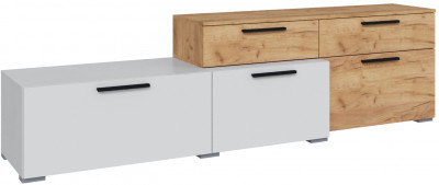 Тумба ТВ Альберо, Белый/Крафт золотой