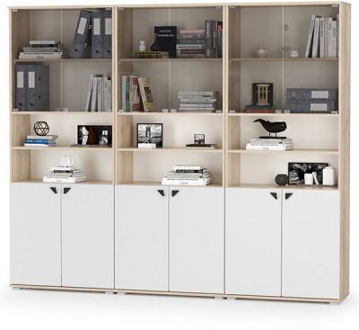 КР100 Бостон № 51, цвет дуб эндгрейн элегантный/фасады МДФ милк рикамо софт, 13.156+13.156+13.156, ШхГхВ 230,4х35,1х194,4 см.