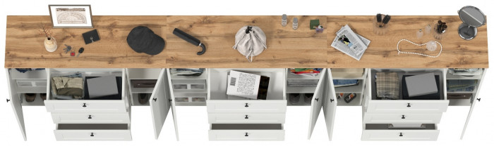 Остин 16.221 Комод + 16.221 Комод + 16.221 Комод, белый шагрень/дуб крафт золотой