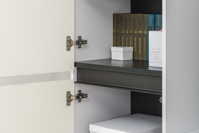 Сидней Комплектация № 048, корпус белый/чёрный/фасады МДФ белый глянец