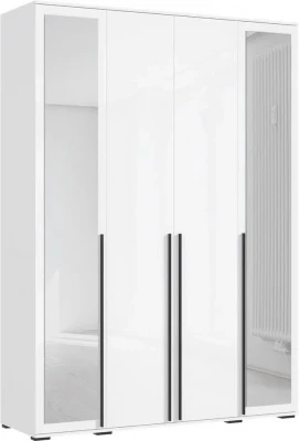 Норд Шкаф 4-х створчатый 1600 с 2-мя зеркалами, Белый глянец/Белый