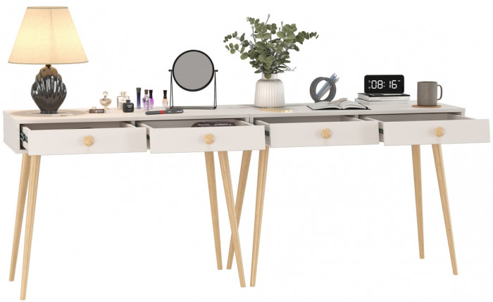 Афина Спальня Стол х 2, цвет кашемир серый, ШхГхВ 200х45х76 см.