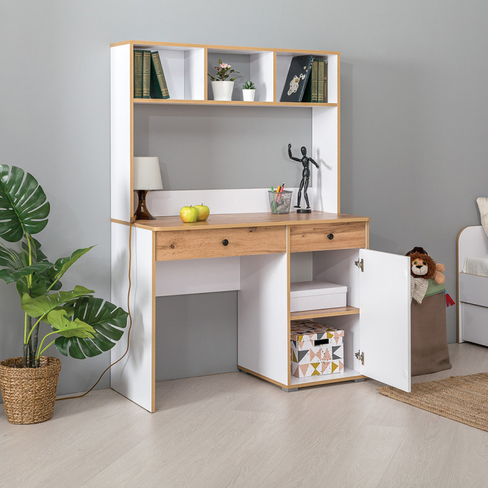 Вуди Компоновка № 51, цвет белый премиум/дуб крафт золотой, ШхГхВ 266х52,7х180,3 см., универсальная сборка