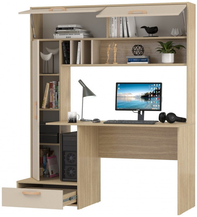 Лайт Стол письменный 03.243Н, цвет плэйн/сатин, ШхГхВ 150,2х57,3х179,9 см., НЕ универсальная сборка