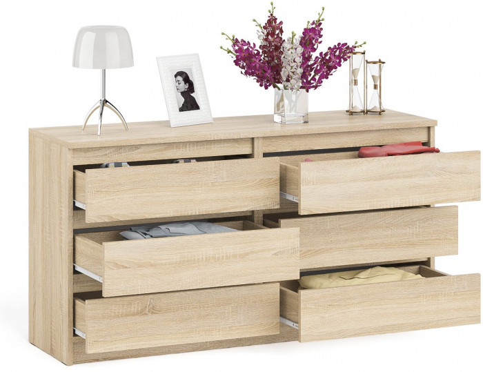 Мори Комод МК1380.6, цвет дуб сонома, ШхГхВ 138х41х73 см.