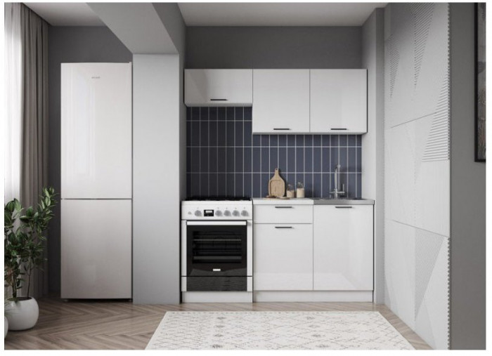 Кухонный гарнитур ЛДСП Дуся 1600, Белый бриллиант/Белый