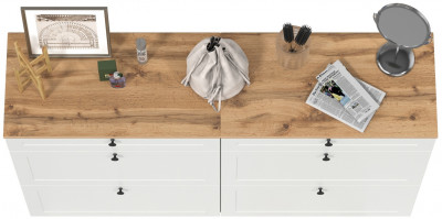 Остин 16.121 Тумба для обуви + 16.121 Тумба для обуви, цвет белый шагрень/дуб крафт золотой, ШхГхВ 160х41,6х99,3 см.