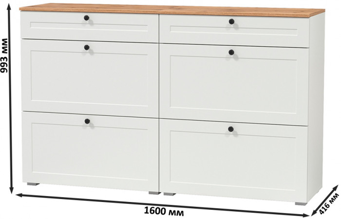 Остин 16.121 Тумба для обуви + 16.121 Тумба для обуви, цвет белый шагрень/дуб крафт золотой, ШхГхВ 160х41,6х99,3 см.