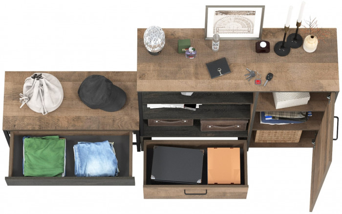 Трувор 13.241.03 Тумба для обуви + 13.307.01 Комод, дуб гранж песочный/интра