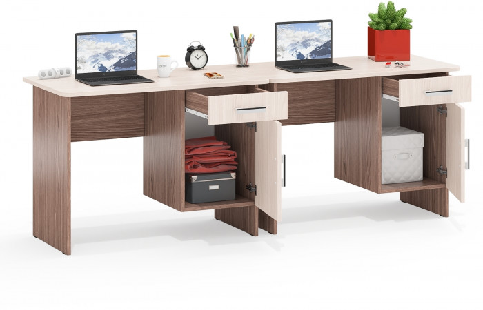 Два стола письменных С-МД-1-09, ясень шимо светлый/ясень шимо тёмный